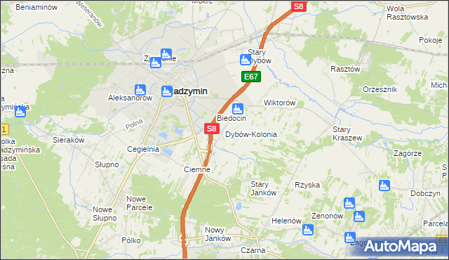 mapa Dybów-Kolonia, Dybów-Kolonia na mapie Targeo