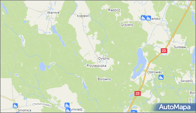 mapa Dyszno, Dyszno na mapie Targeo