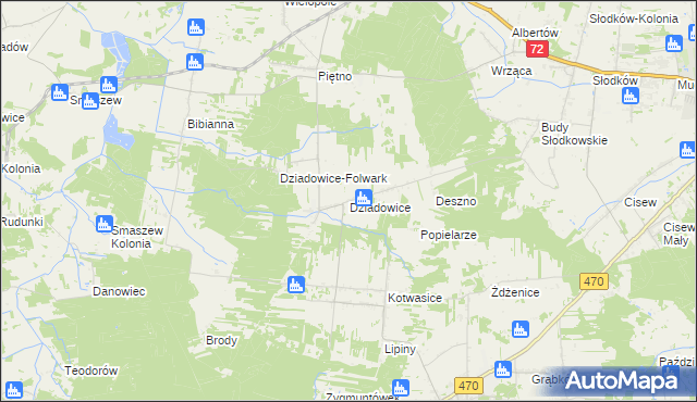 mapa Dziadowice, Dziadowice na mapie Targeo