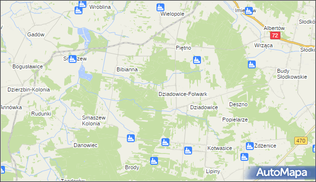 mapa Dziadowice-Folwark, Dziadowice-Folwark na mapie Targeo