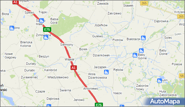 mapa Dziankówek, Dziankówek na mapie Targeo