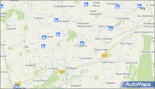 mapa Dziarno gmina Świercze, Dziarno gmina Świercze na mapie Targeo