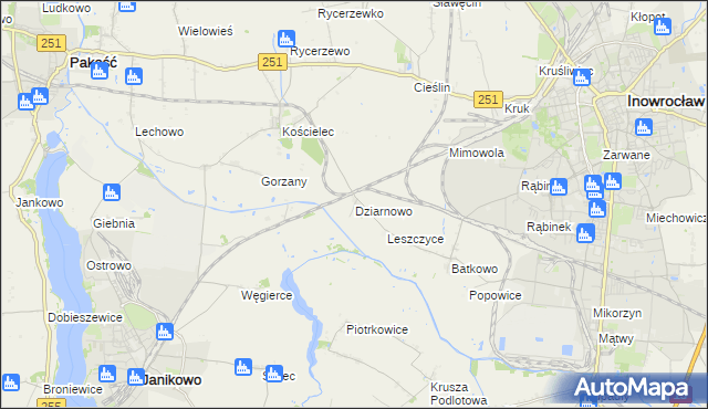mapa Dziarnowo gmina Pakość, Dziarnowo gmina Pakość na mapie Targeo
