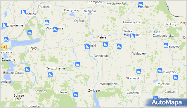 mapa Dziedziule, Dziedziule na mapie Targeo