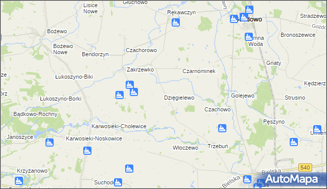 mapa Dzięgielewo, Dzięgielewo na mapie Targeo