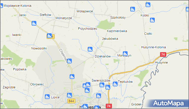 mapa Dziekanów, Dziekanów na mapie Targeo