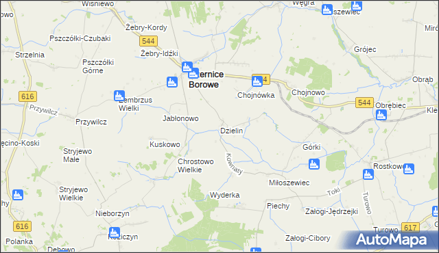mapa Dzielin, Dzielin na mapie Targeo