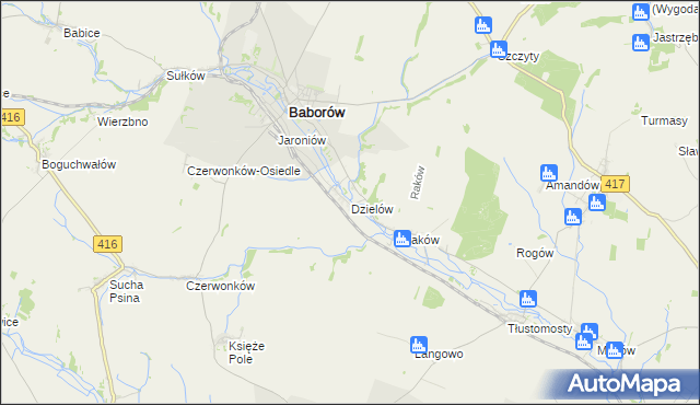 mapa Dzielów, Dzielów na mapie Targeo