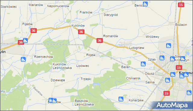 mapa Dzierżanów gmina Krotoszyn, Dzierżanów gmina Krotoszyn na mapie Targeo