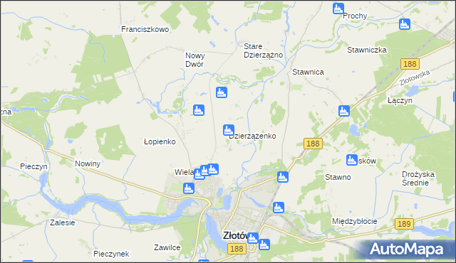 mapa Dzierzążenko, Dzierzążenko na mapie Targeo