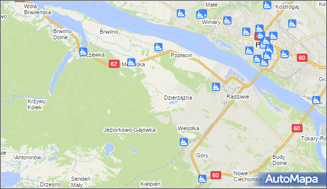 mapa Dzierzązna gmina Nowy Duninów, Dzierzązna gmina Nowy Duninów na mapie Targeo