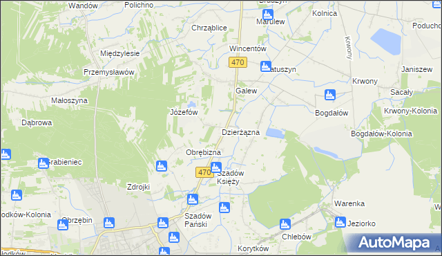 mapa Dzierżązna gmina Turek, Dzierżązna gmina Turek na mapie Targeo