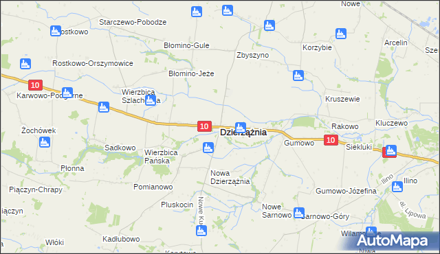 mapa Dzierzążnia, Dzierzążnia na mapie Targeo