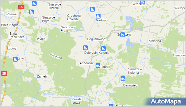 mapa Dzierzbin, Dzierzbin na mapie Targeo