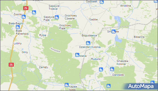 mapa Dzierzbin-Kolonia, Dzierzbin-Kolonia na mapie Targeo