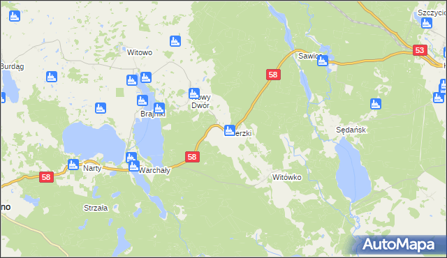 mapa Dzierzki, Dzierzki na mapie Targeo