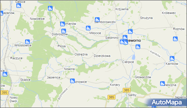 mapa Dzierzkowa, Dzierzkowa na mapie Targeo