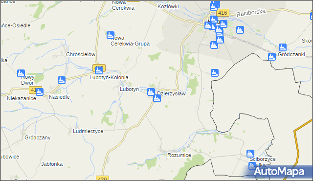 mapa Dzierżysław gmina Kietrz, Dzierżysław gmina Kietrz na mapie Targeo