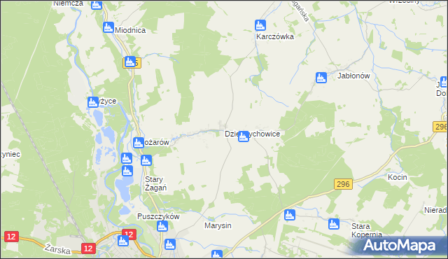 mapa Dzietrzychowice, Dzietrzychowice na mapie Targeo