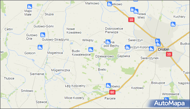 mapa Dziewanowo, Dziewanowo na mapie Targeo