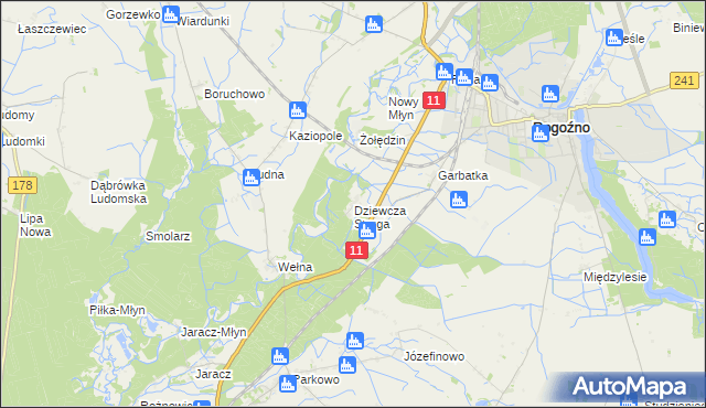 mapa Dziewcza Struga, Dziewcza Struga na mapie Targeo