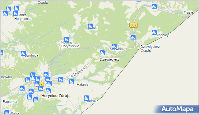 mapa Dziewięcierz, Dziewięcierz na mapie Targeo