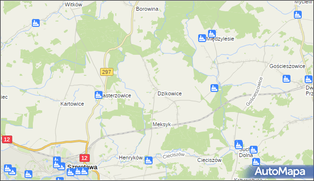 mapa Dzikowice, Dzikowice na mapie Targeo