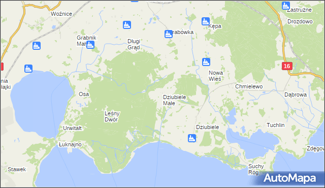 mapa Dziubiele Małe, Dziubiele Małe na mapie Targeo