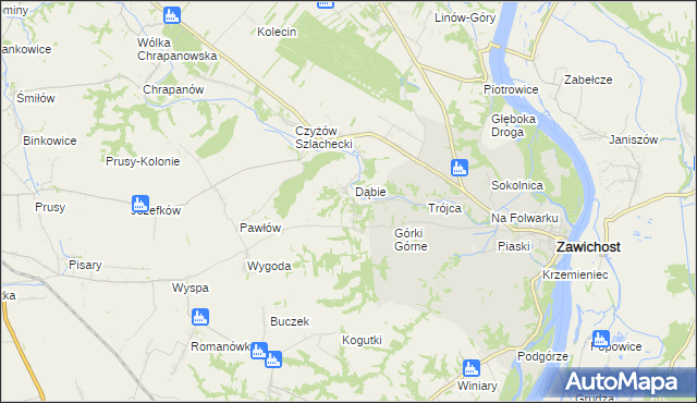 mapa Dziurów gmina Zawichost, Dziurów gmina Zawichost na mapie Targeo