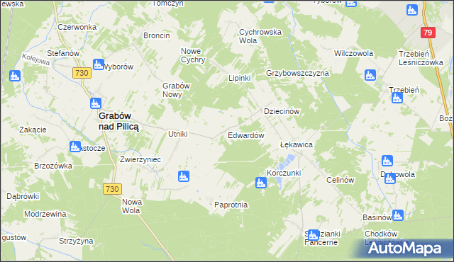 mapa Edwardów gmina Grabów nad Pilicą, Edwardów gmina Grabów nad Pilicą na mapie Targeo