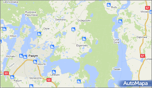 mapa Elganowo, Elganowo na mapie Targeo