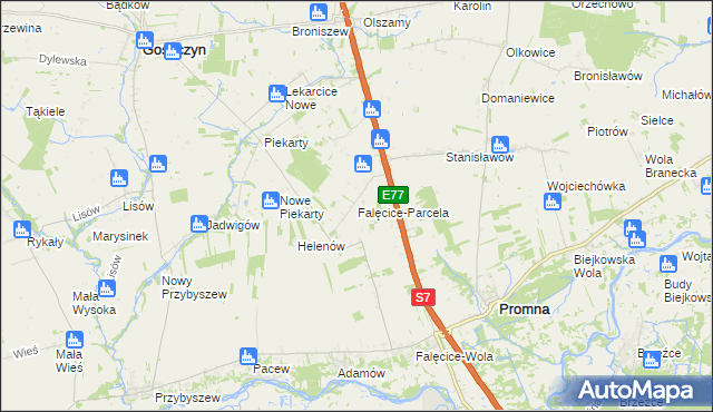 mapa Falęcice-Parcela, Falęcice-Parcela na mapie Targeo