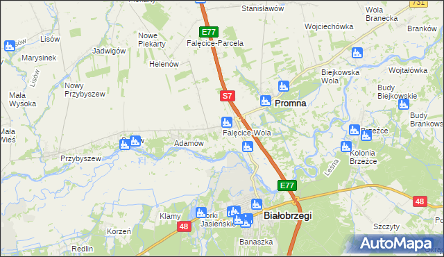 mapa Falęcice-Wola, Falęcice-Wola na mapie Targeo