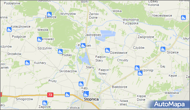 mapa Falęcin Stary, Falęcin Stary na mapie Targeo