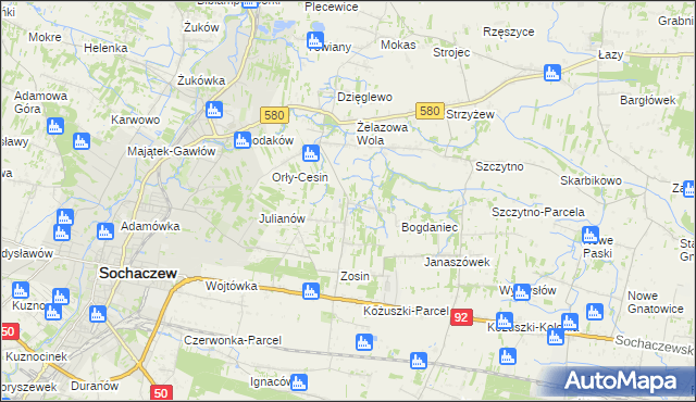 mapa Feliksów gmina Sochaczew, Feliksów gmina Sochaczew na mapie Targeo