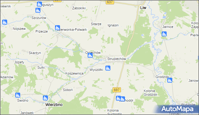 mapa Filipy gmina Wierzbno, Filipy gmina Wierzbno na mapie Targeo