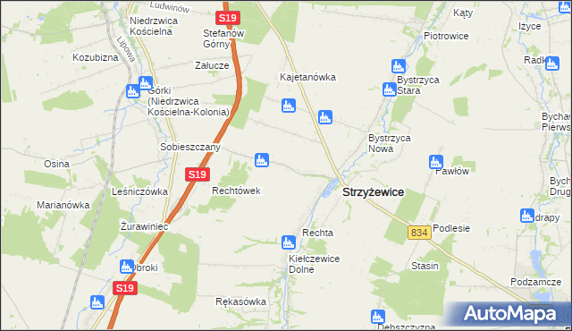 mapa Franciszków gmina Strzyżewice, Franciszków gmina Strzyżewice na mapie Targeo