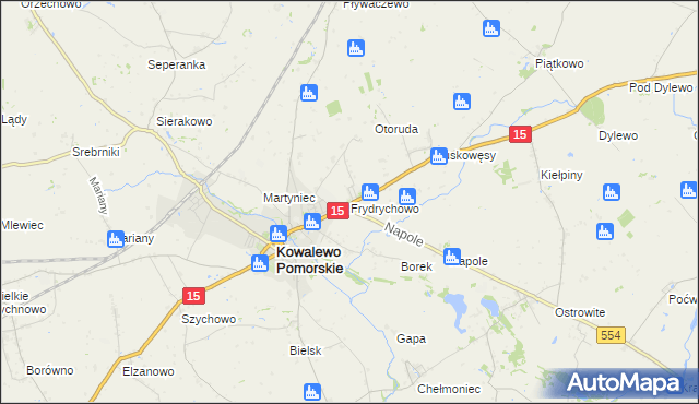 mapa Frydrychowo gmina Kowalewo Pomorskie, Frydrychowo gmina Kowalewo Pomorskie na mapie Targeo
