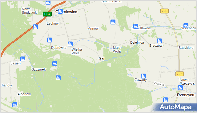 mapa Gaj gmina Czerniewice, Gaj gmina Czerniewice na mapie Targeo