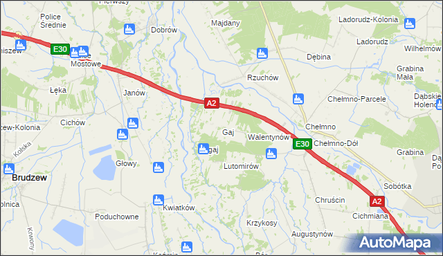 mapa Gaj gmina Dąbie, Gaj gmina Dąbie na mapie Targeo