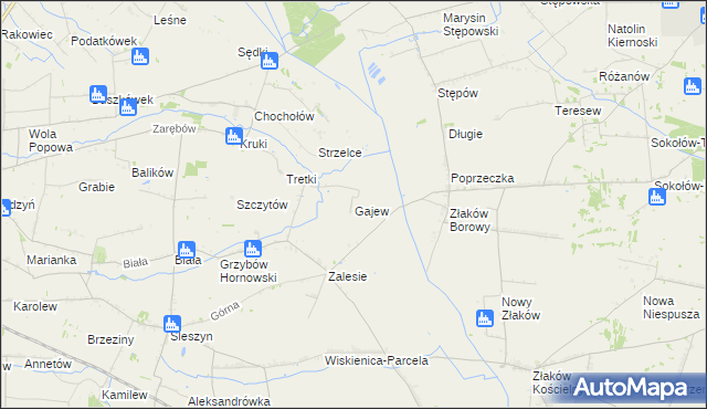 mapa Gajew gmina Żychlin, Gajew gmina Żychlin na mapie Targeo