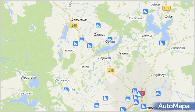 mapa Gajewko, Gajewko na mapie Targeo