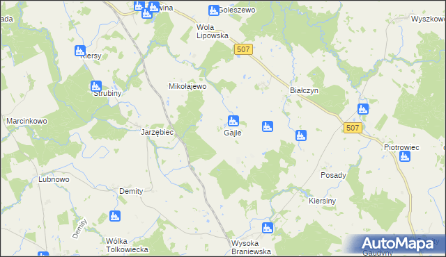 mapa Gajle, Gajle na mapie Targeo