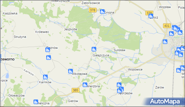 mapa Gałązczyce, Gałązczyce na mapie Targeo