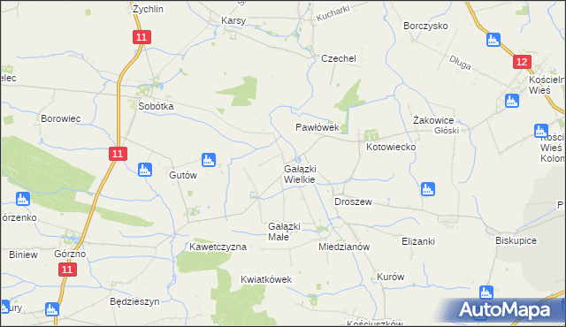 mapa Gałązki Wielkie, Gałązki Wielkie na mapie Targeo