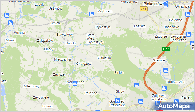 mapa Gałęzice, Gałęzice na mapie Targeo