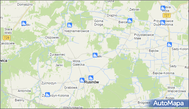 mapa Gałki gmina Rusinów, Gałki gmina Rusinów na mapie Targeo