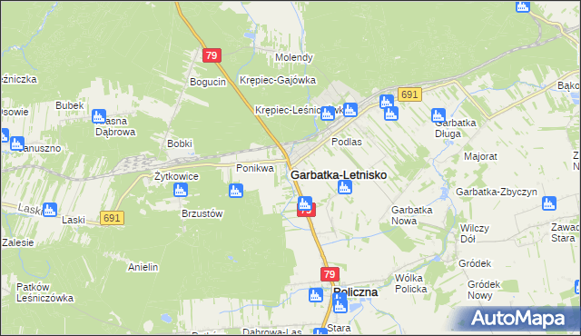 mapa Garbatka-Letnisko, Garbatka-Letnisko na mapie Targeo