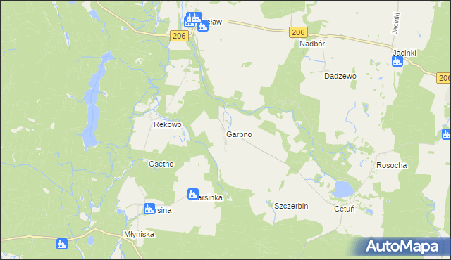 mapa Garbno gmina Polanów, Garbno gmina Polanów na mapie Targeo