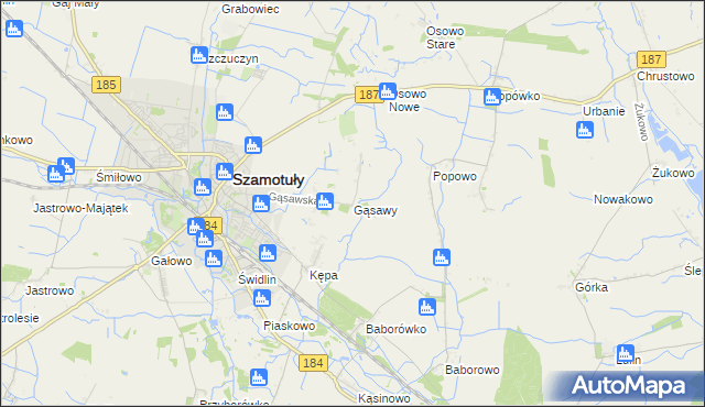 mapa Gąsawy, Gąsawy na mapie Targeo